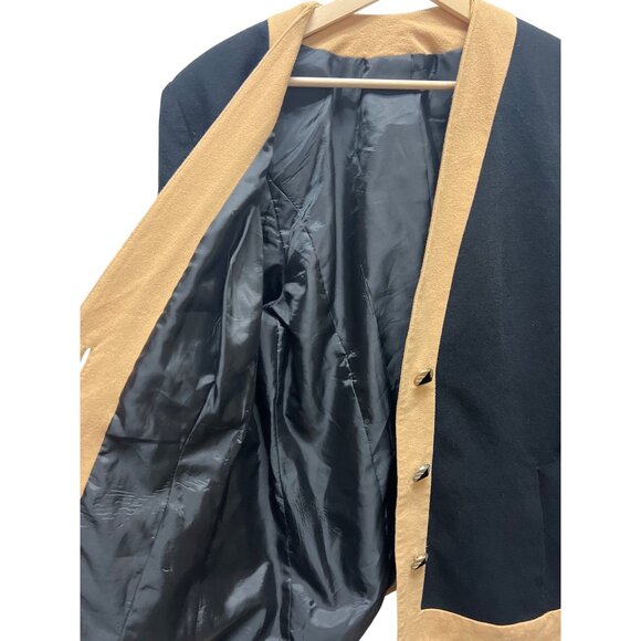 Progressive Image Vintage 80's Black and Tan Crepe Worsted Wool Blazer - Picture 7 of 9